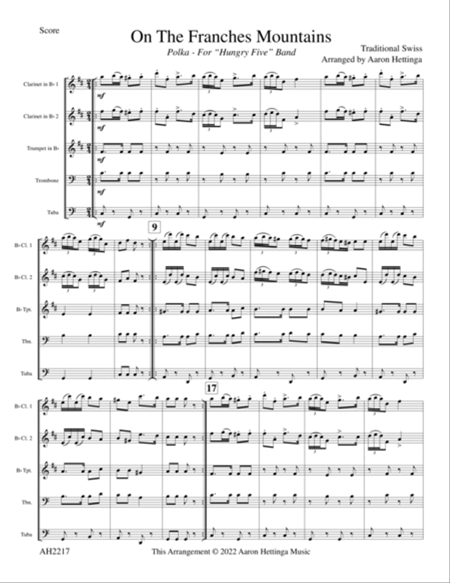 On The Franches Mountains (Price is Right “Cliff Hangers” Theme) - for “Hungry Five” Polka Band Clarinet scores gallery preview page 4