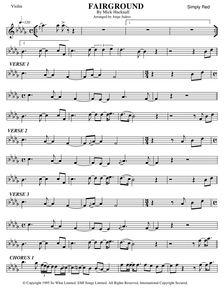 Fairground Fairground Violin Solo scores gallery preview page 1