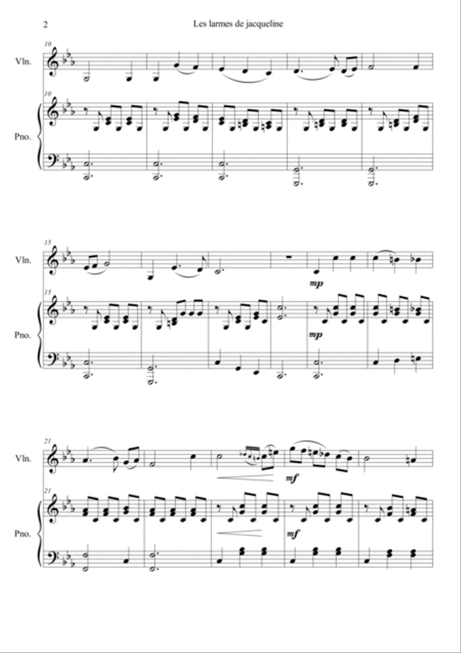 Jacqueline's Tears Violin Solo scores gallery preview page 2