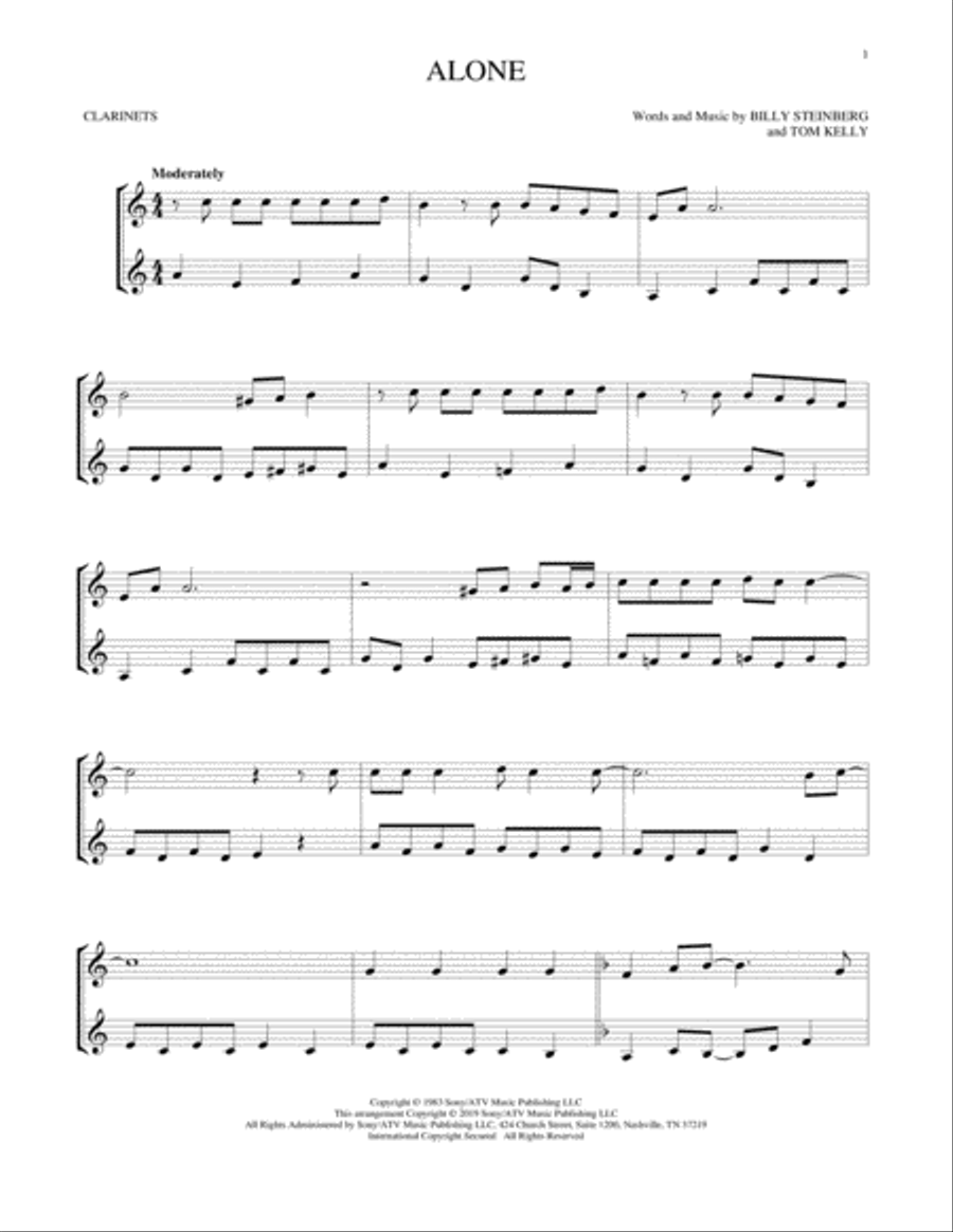 Alone Alone Clarinet Duet scores gallery preview page 1