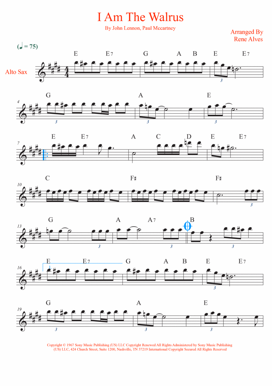 I Am The Walrus I Am The Walrus Alto Saxophone scores gallery preview page 1