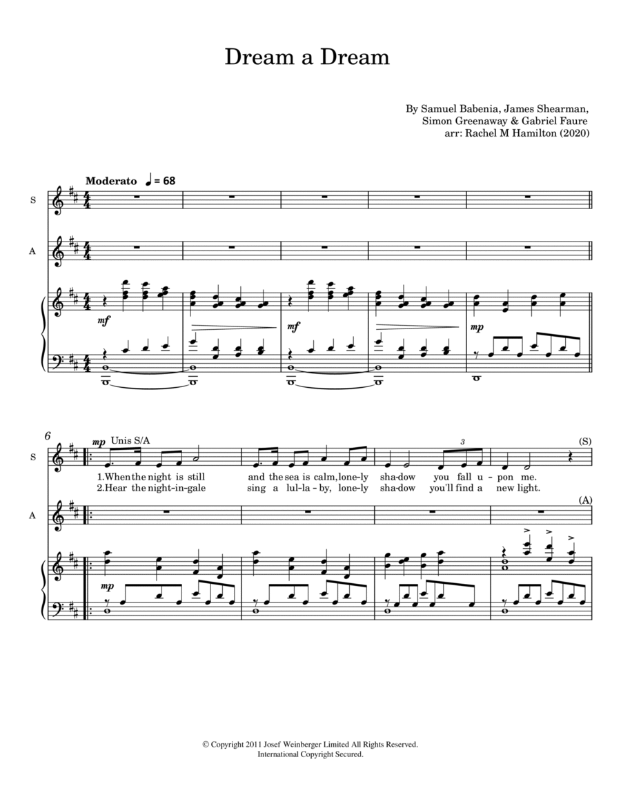Dream A Dream SSA scores gallery preview page 1