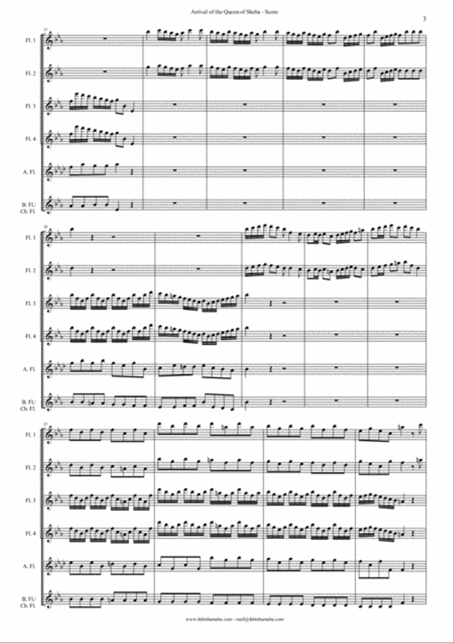 Arrival of the Queen of Sheba - for Flute Choir Flute Choir scores gallery preview page 4