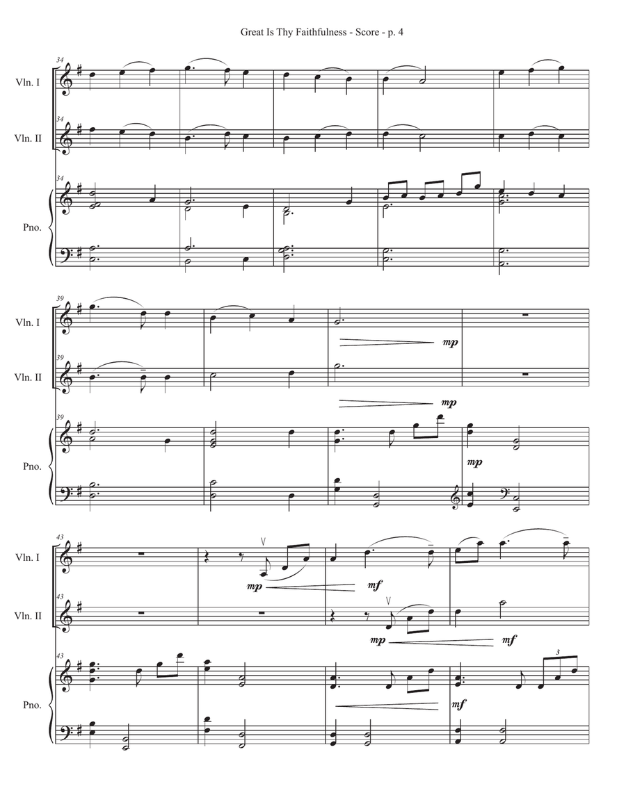 Great Is Thy Faithfulness - Violin Duet String Duet scores gallery preview page 4