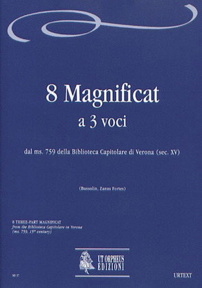 Book cover for 8 Magnificat for 3 voices (ms. 759, Biblioteca Capitolare di Verona, 15th century)