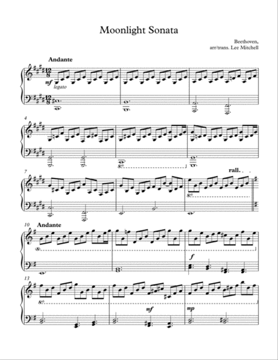 Moonlight Sonata Moonlight Sonata Piano Solo scores gallery preview page 1
