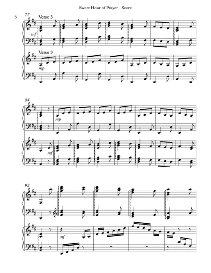 Sweet Hour of Prayer, Harp Duet, Score & Parts image number null
