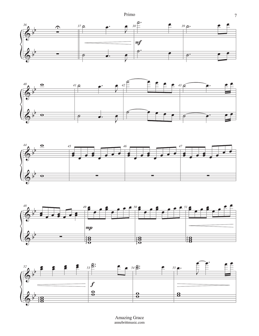 Amazing Grace (piano duet) 1 Piano, 4-Hands scores gallery preview page 6
