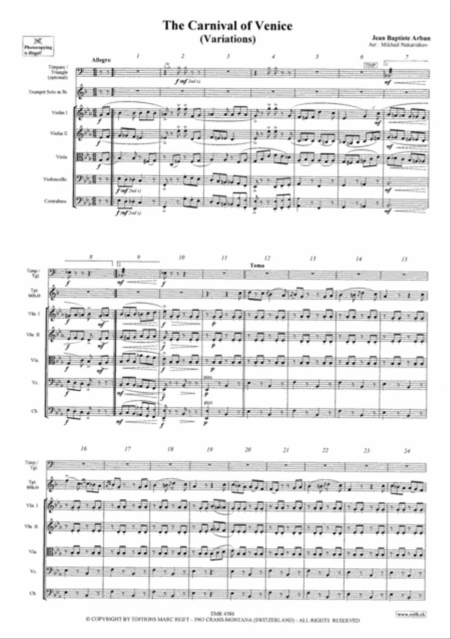 The Carnival Of Venice String Orchestra scores gallery preview page 3