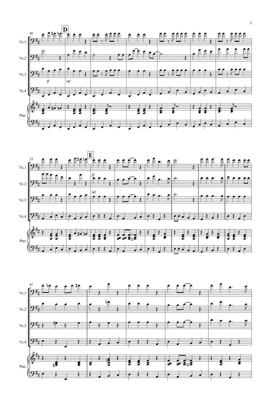 3 Jazzy Christmas Pieces for Cello Quartet Cello Solo scores gallery preview page 3