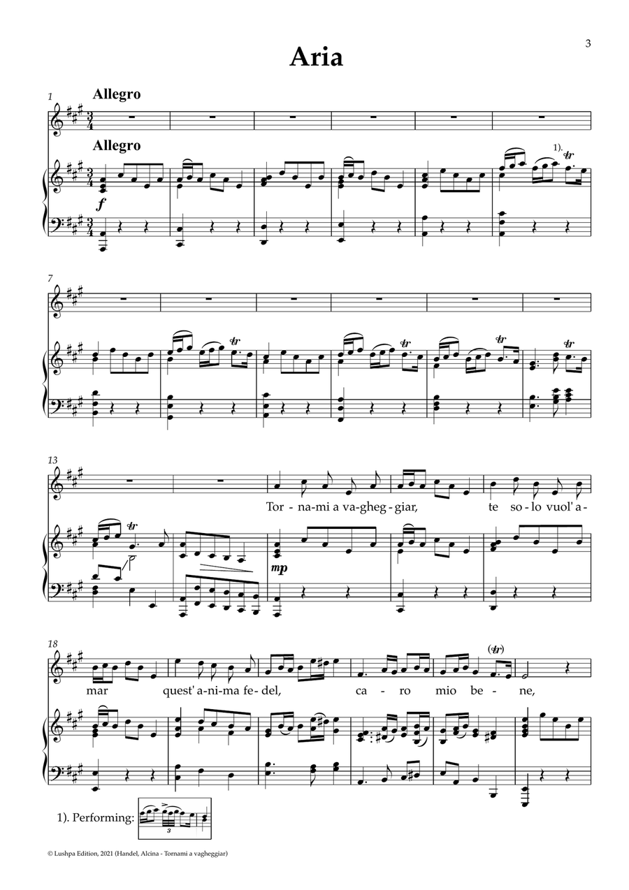 Tornami a vagheggiar (A major) Tornami a vagheggiar (A major) Piano, Vocal scores gallery preview page 5
