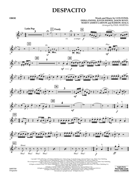 Despacito (arr. Paul Murtha) - Oboe
