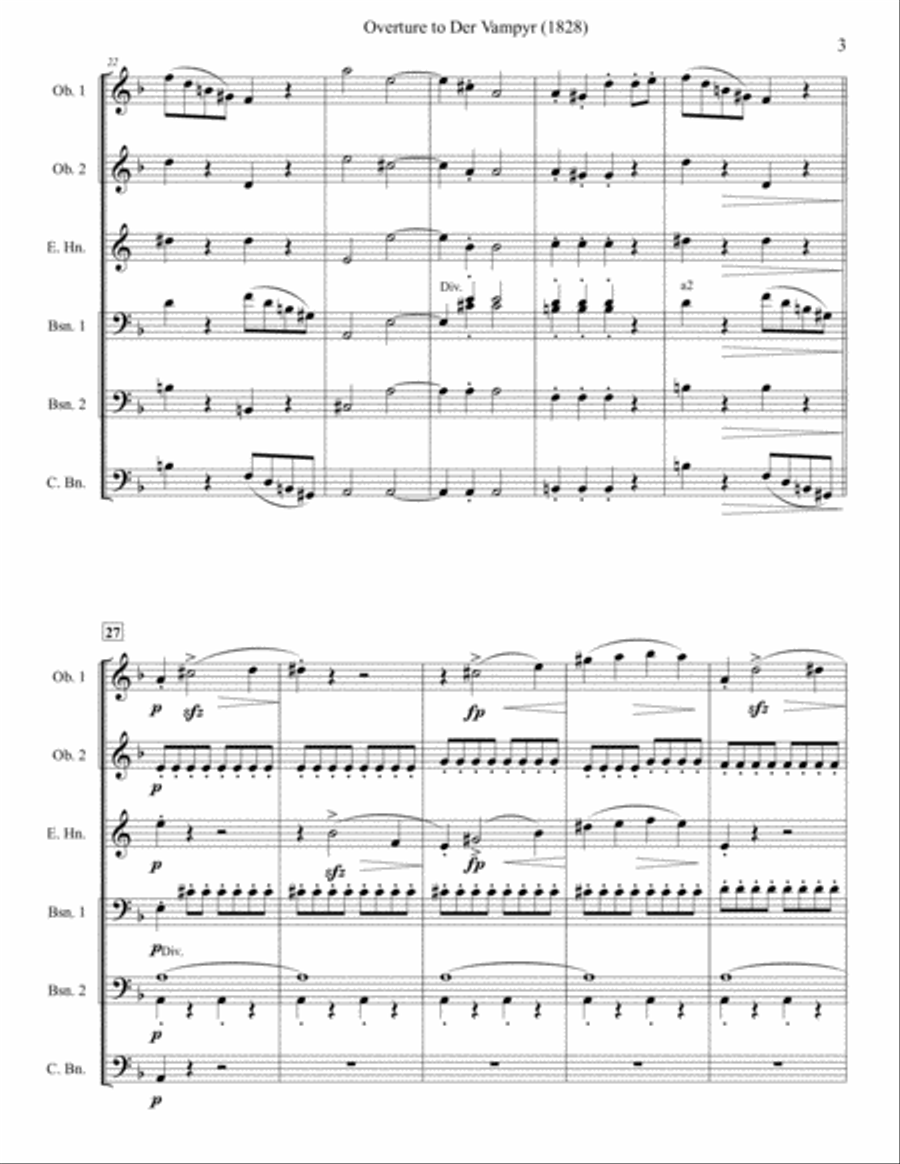 Overture to Der Vampyr (Double Reed Ensemble) Woodwind Ensemble scores gallery preview page 3