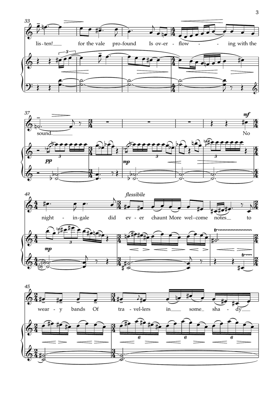 The Solitary Reaper (high voice with piano, or violin, or oboe, or treble recorder/flute) Piano, Vocal scores gallery preview page 5