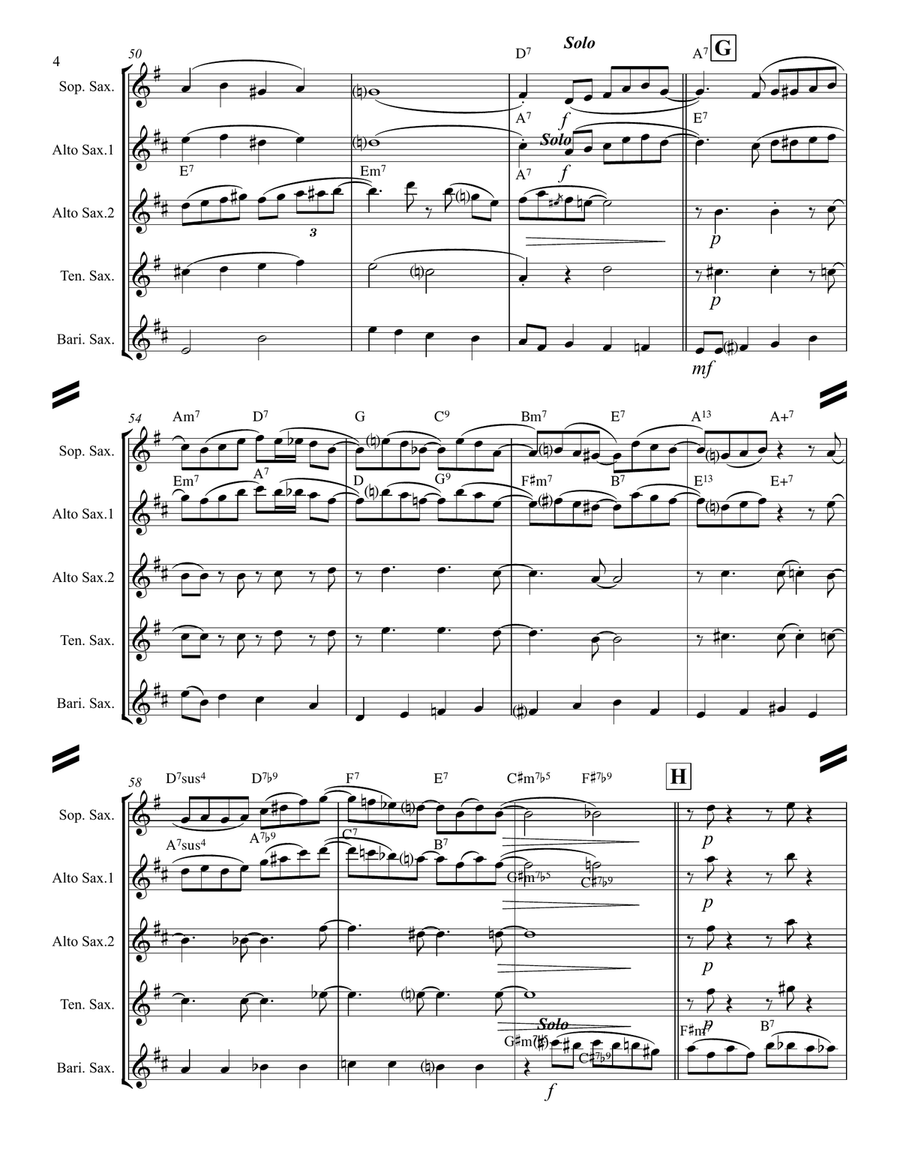 Love Is Here To Stay Saxophone Quartet scores gallery preview page 5