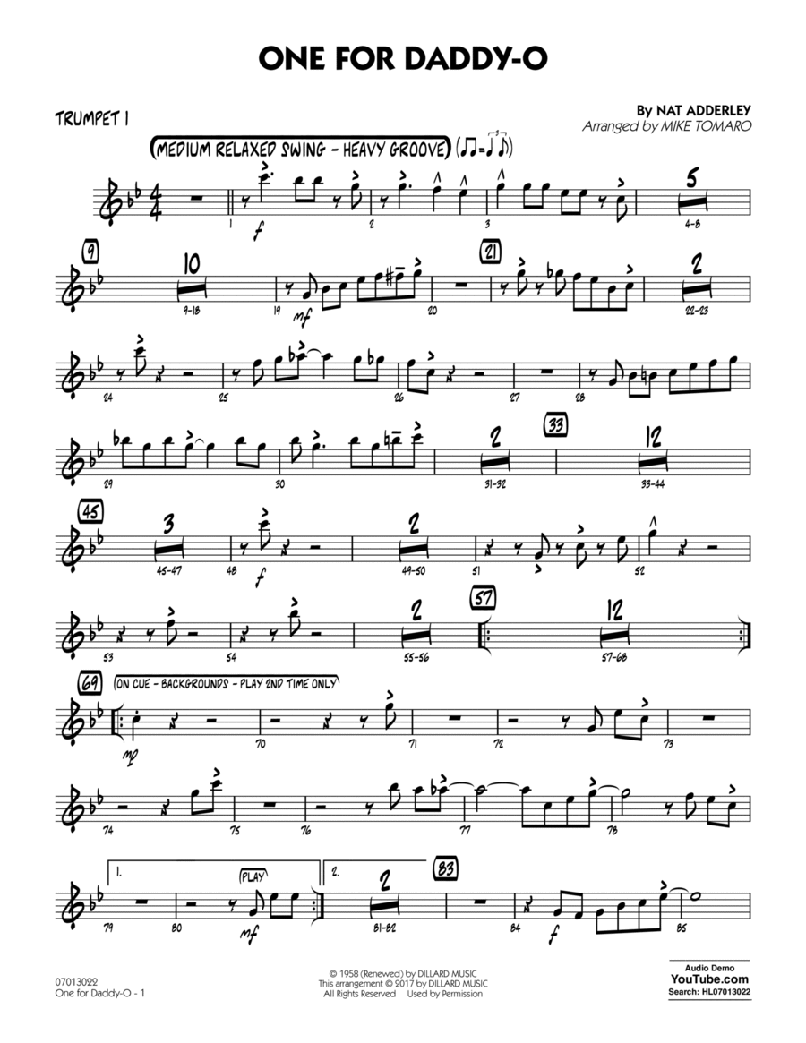 One for Daddy-O - Trumpet 1 Trumpet scores gallery preview page 1
