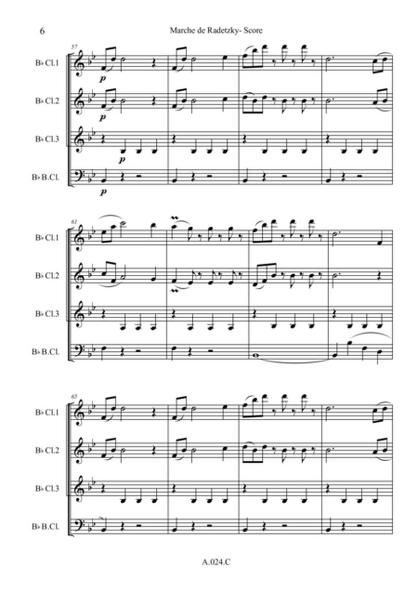 Marche de Radetzky, for Clarinet quartet - Score & Parts