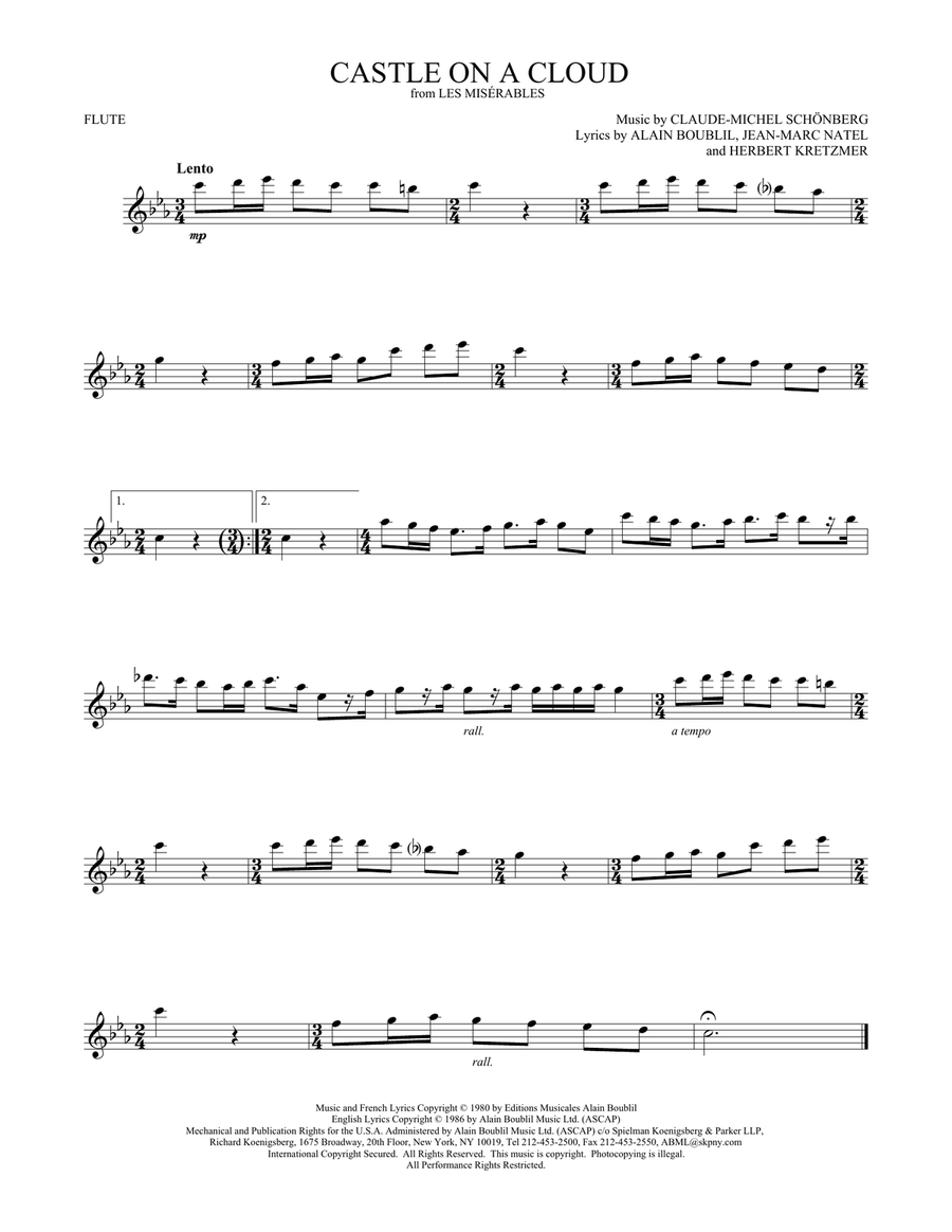 Castle On A Cloud Flute Solo scores gallery preview page 1