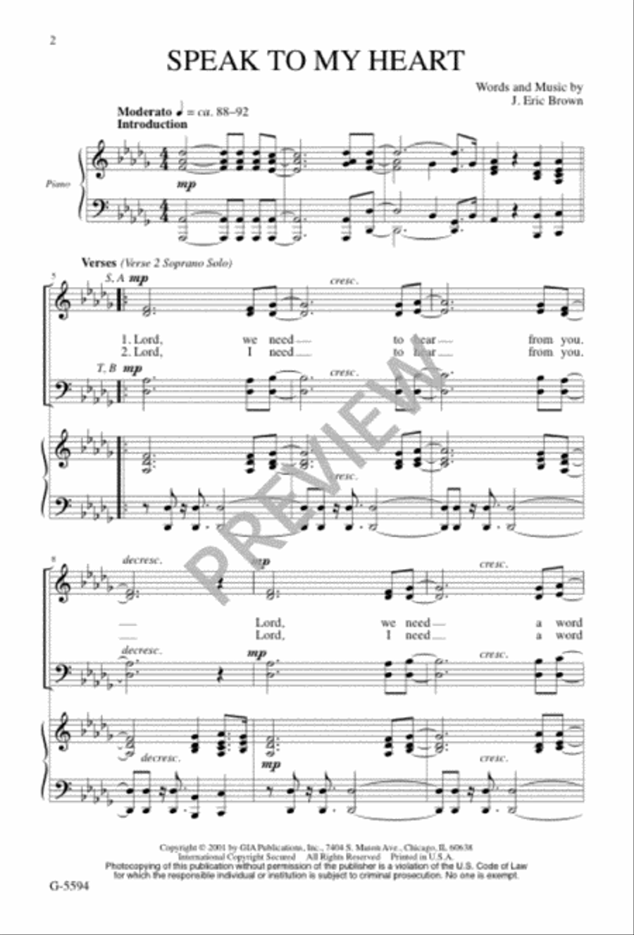 Speak to My Heart 4-Part scores gallery preview page 2