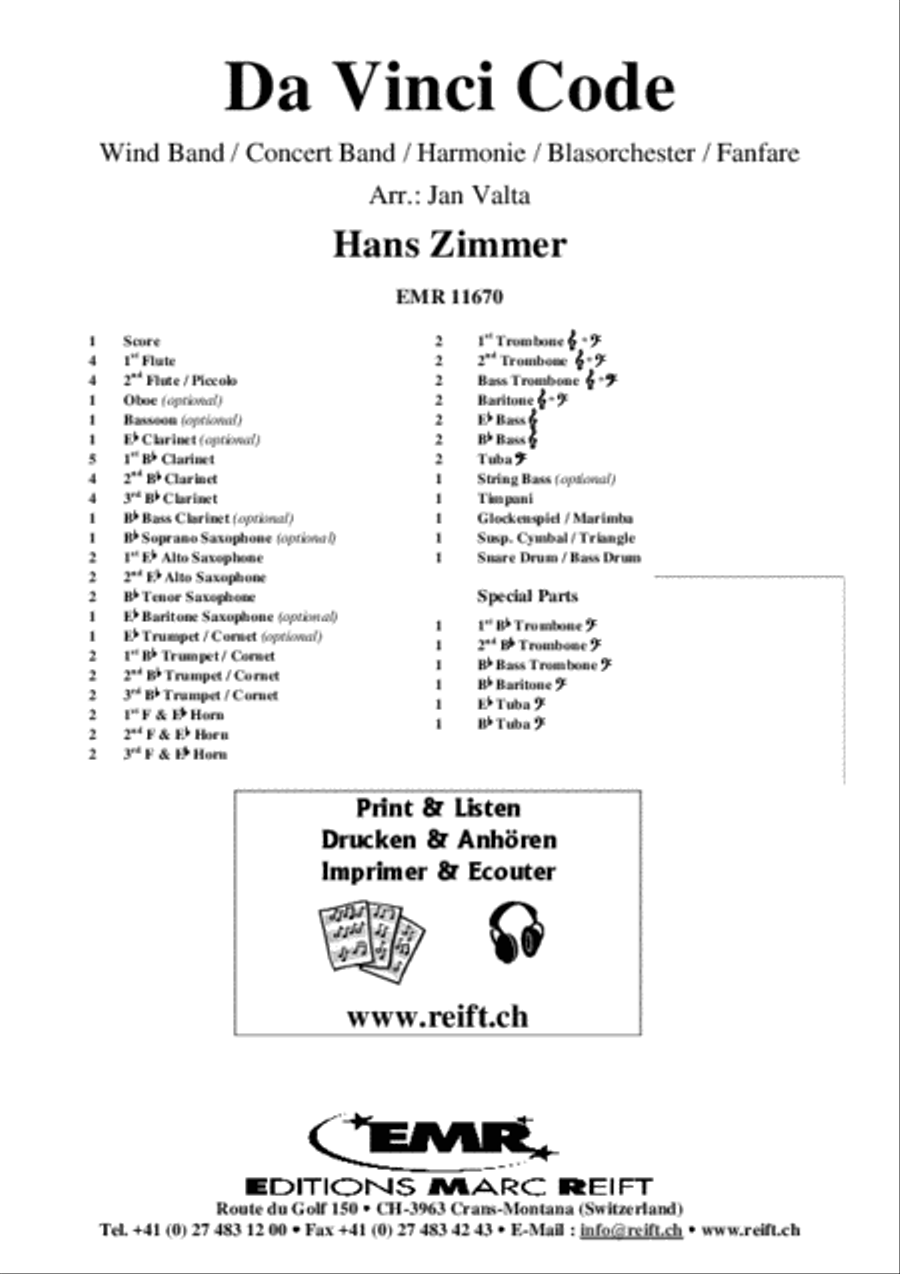 Da Vinci Code Concert Band scores gallery preview page 2