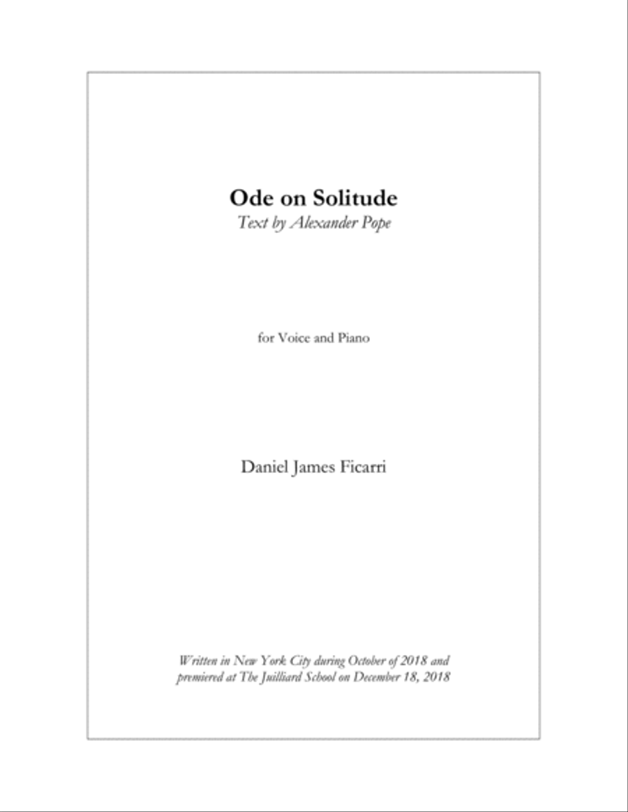 Ode on Solitude Voice scores gallery preview page 1