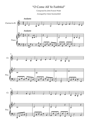 O Come All Ye Faithful - Easy Clarinet & Piano