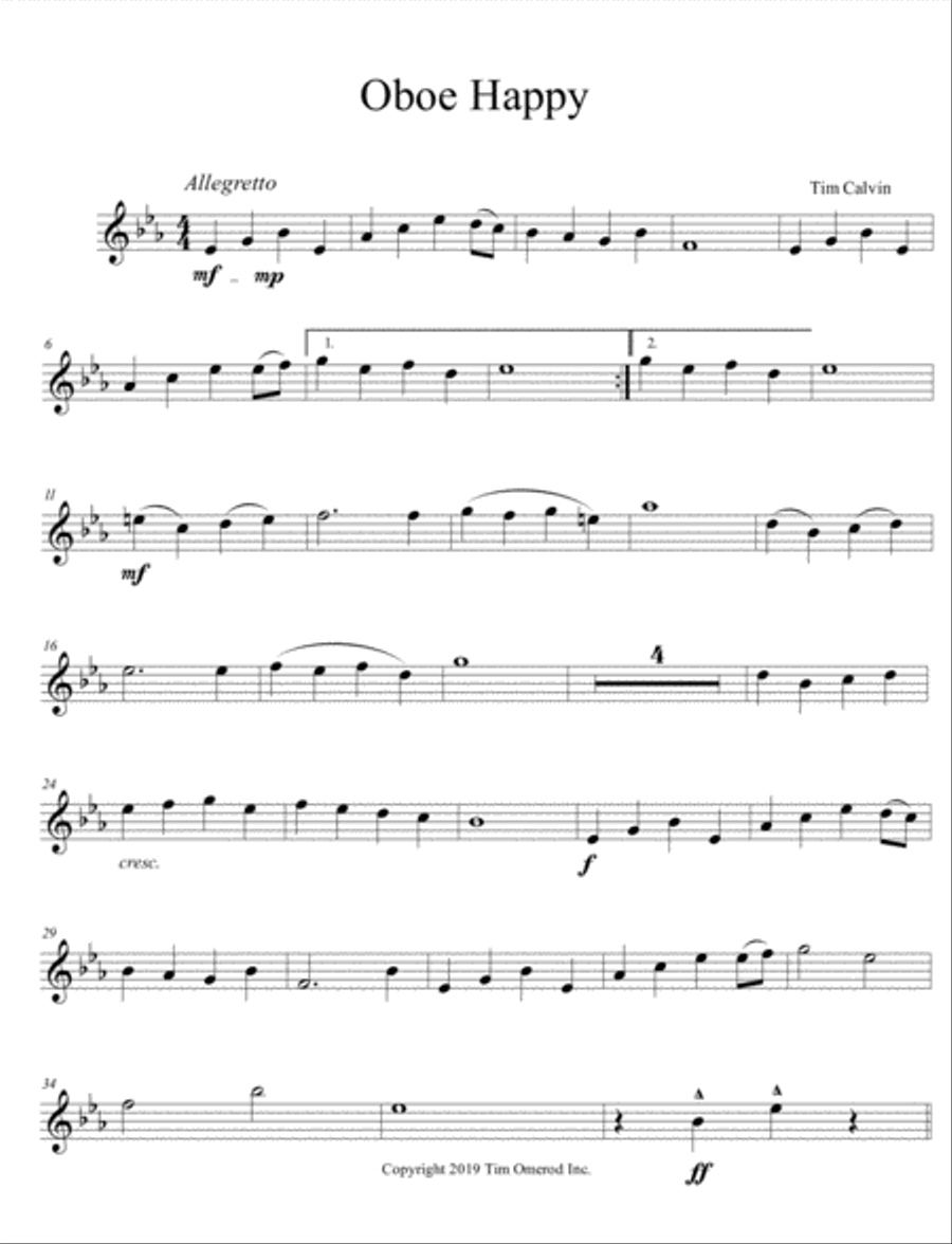 Oboe Happy Oboe Solo scores gallery preview page 1