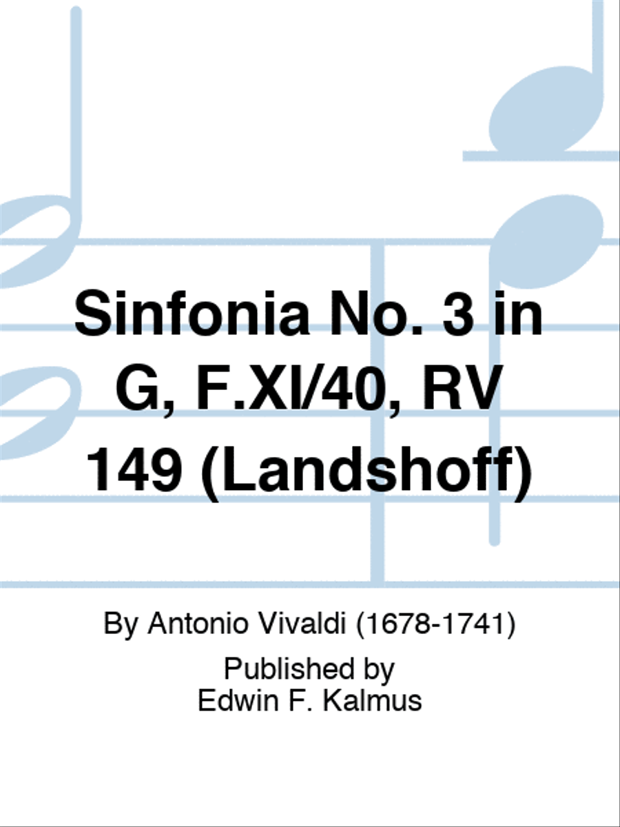 Sinfonia No. 3 in G, F.XI/40, RV 149 (Landshoff) Score scores gallery preview page 1
