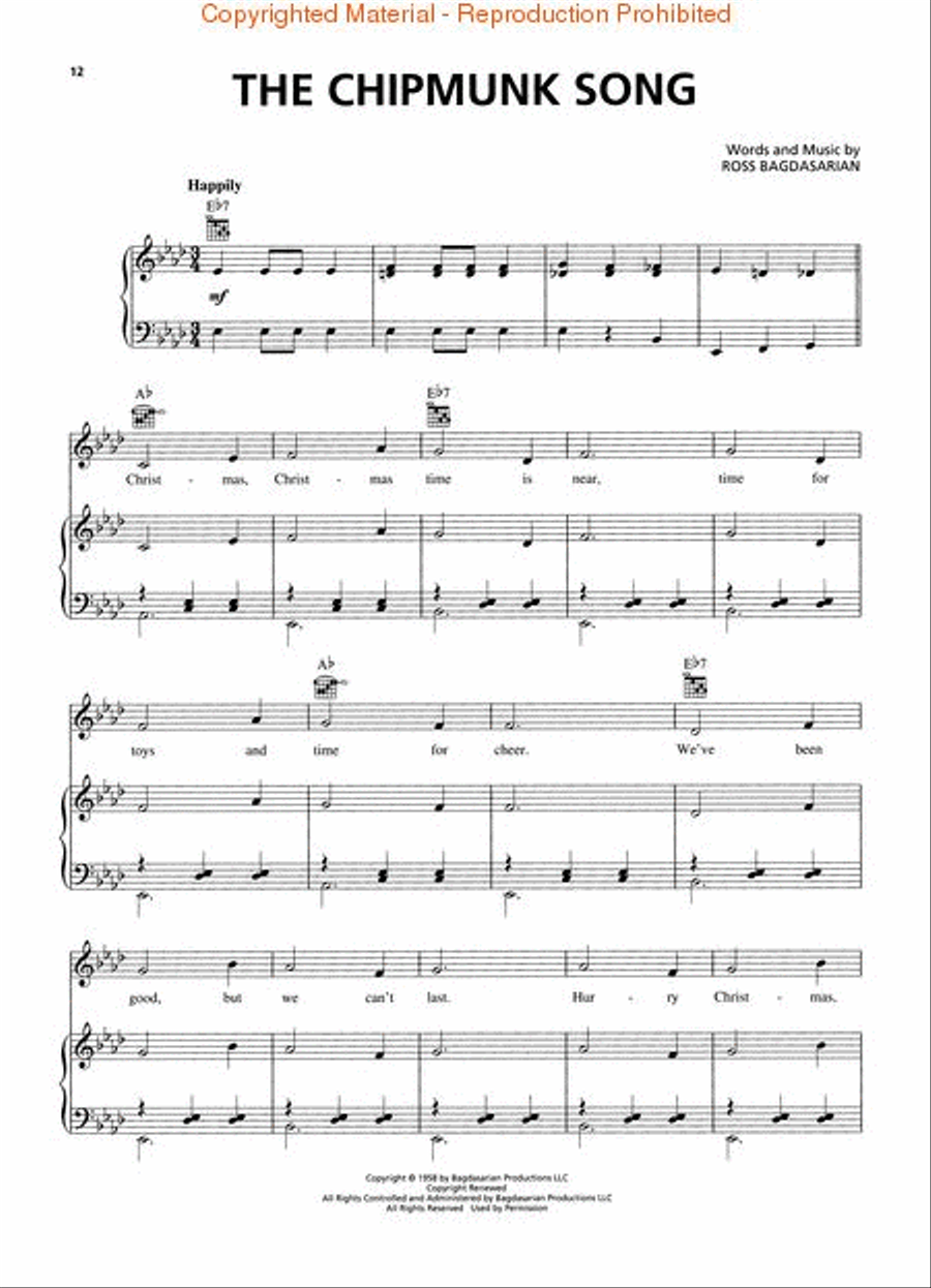 Alvin and the Chipmunks Piano, Vocal, Guitar scores gallery preview page 3