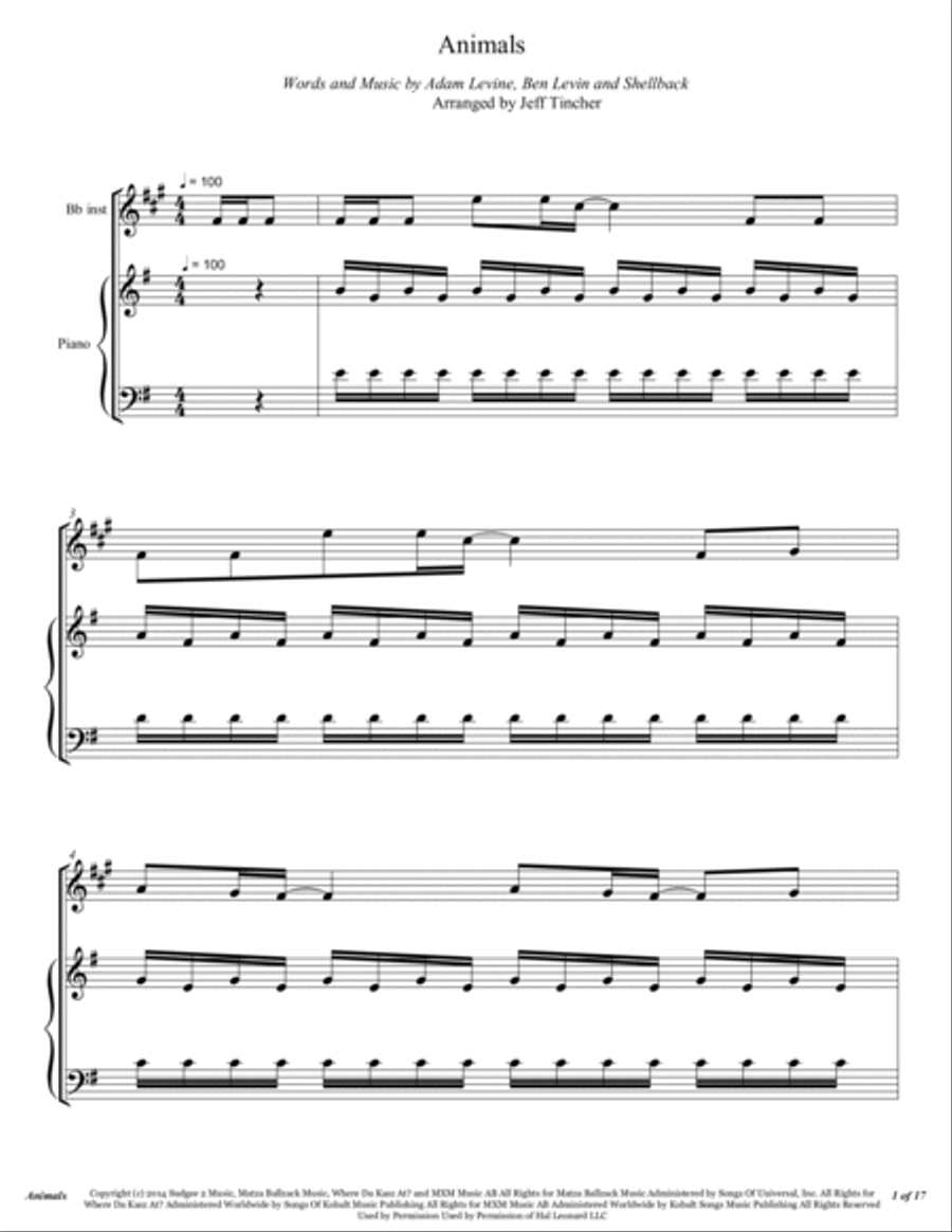 Animals Trumpet Solo scores gallery preview page 2