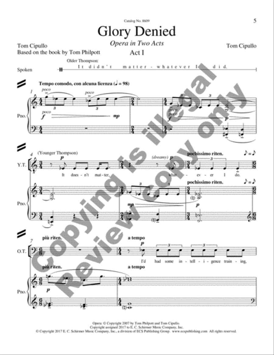 Glory Denied (Piano/Vocal Score) Bassoon scores gallery preview page 7