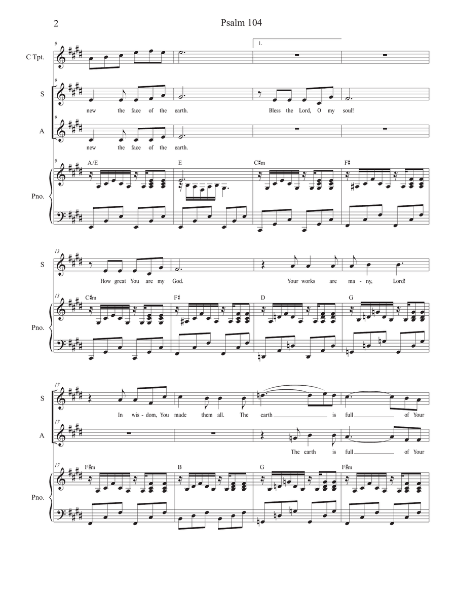 Psalm 104 (Duet for Soprano and Alto solo) Alto Voice scores gallery preview page 2