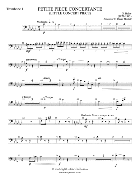 Petite Piece Concertante (Little Concert Piece) (Solo Cornet and Concert Band): 1st Trombone