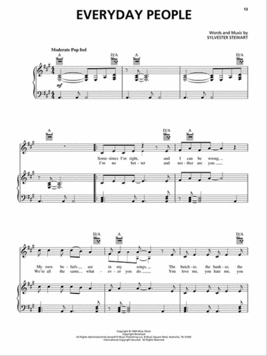 Best of Sly & the Family Stone Piano, Vocal, Guitar scores gallery preview page 3