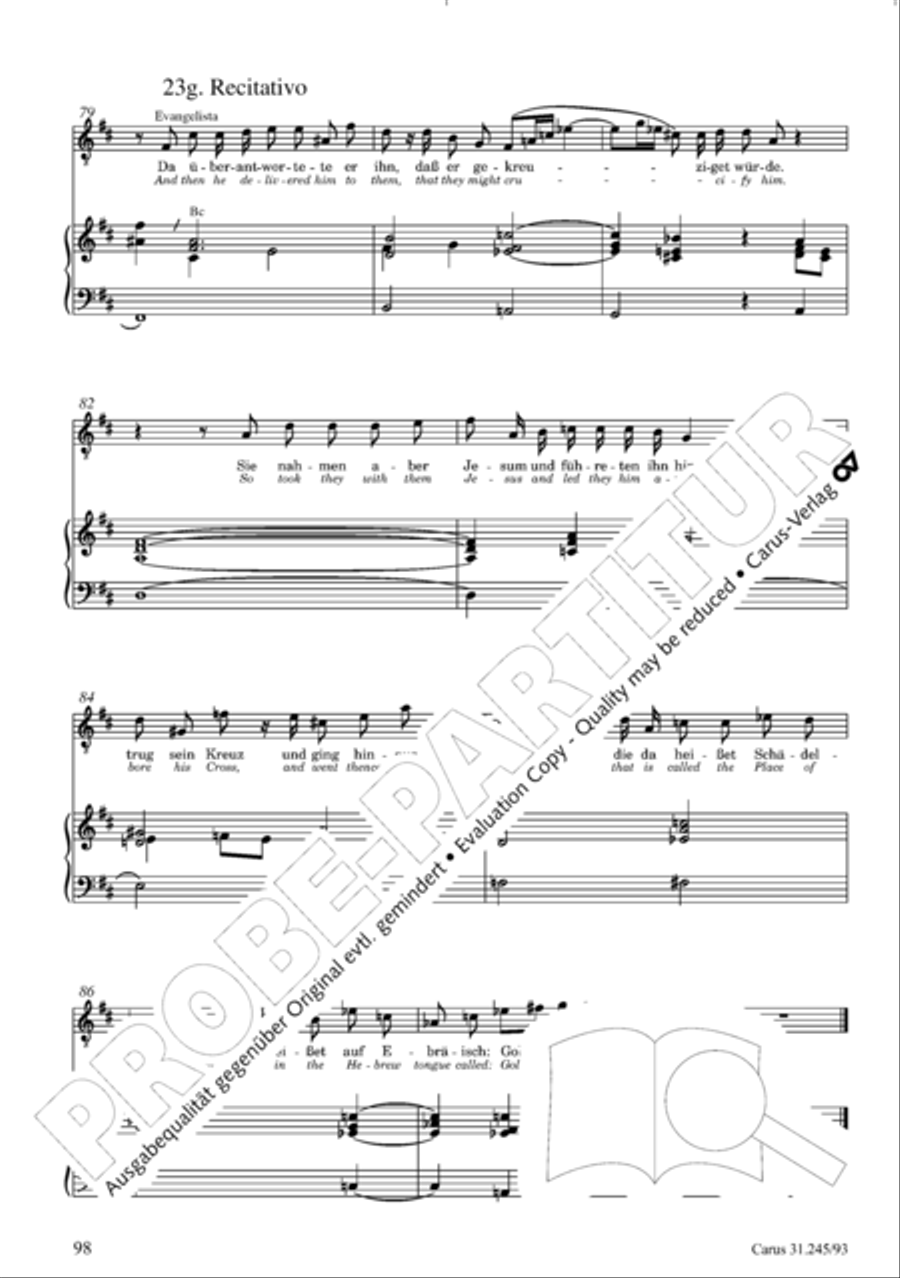St. John Passion (Johannes-Passion) 4-Part scores gallery preview page 99