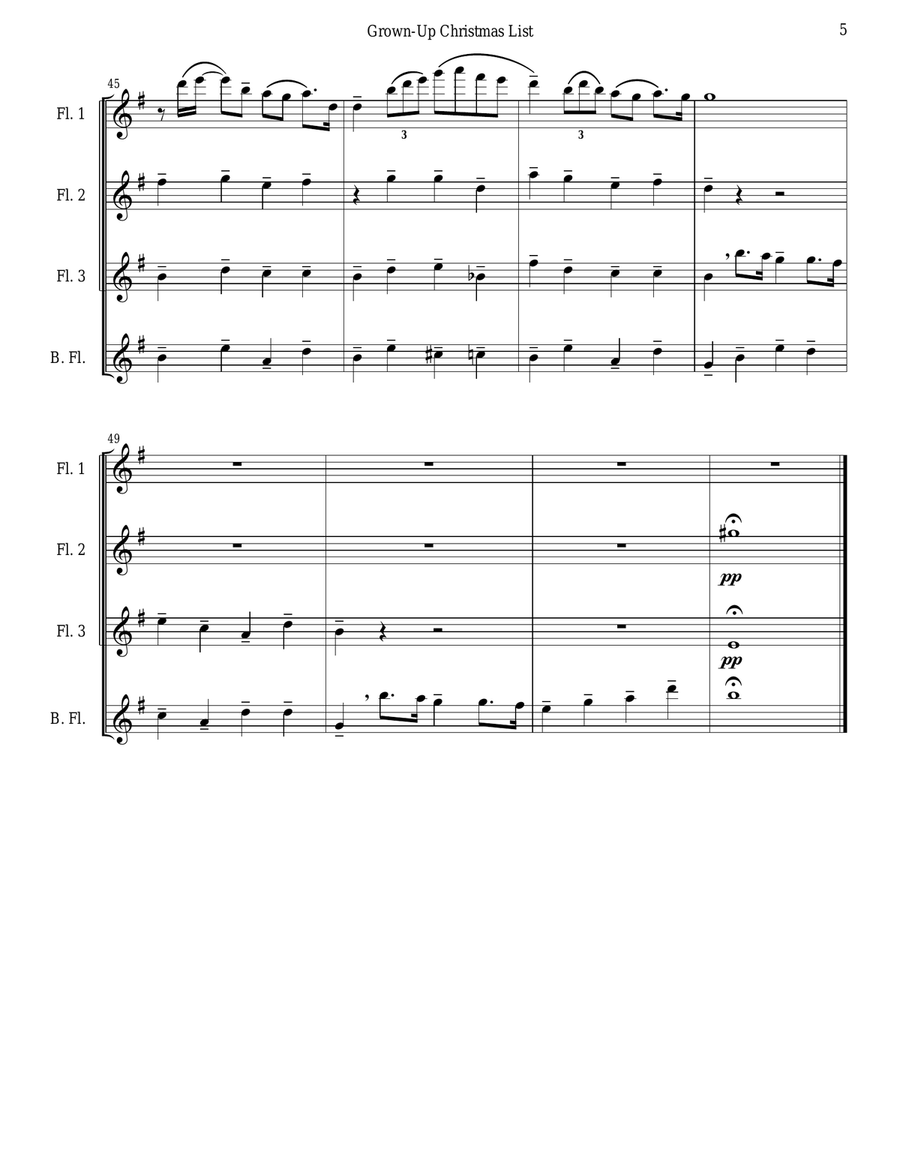 Grown-Up Christmas List Flute Quartet scores gallery preview page 5