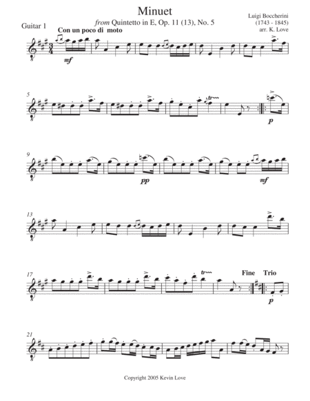 Minuet (Guitar Duo) - Score and Parts image number null