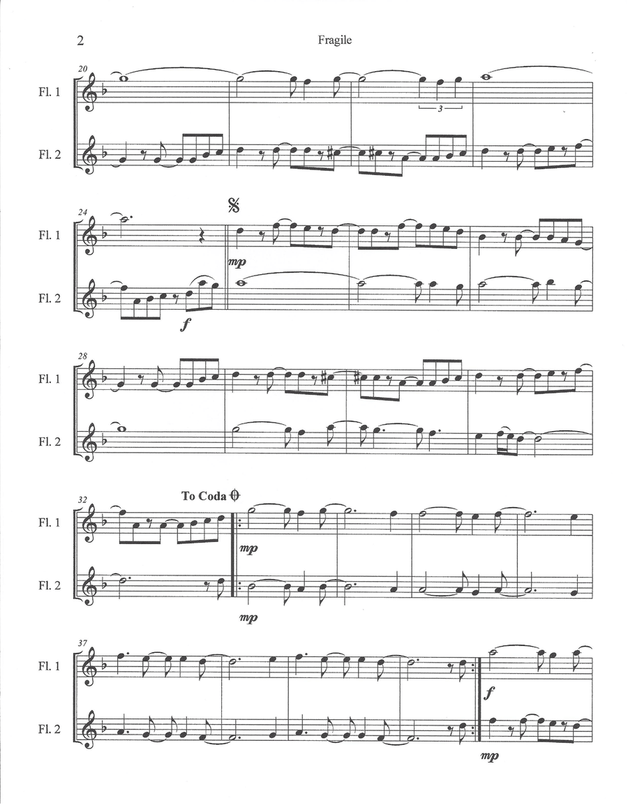 Fragile Fragile Flute Duet scores gallery preview page 3