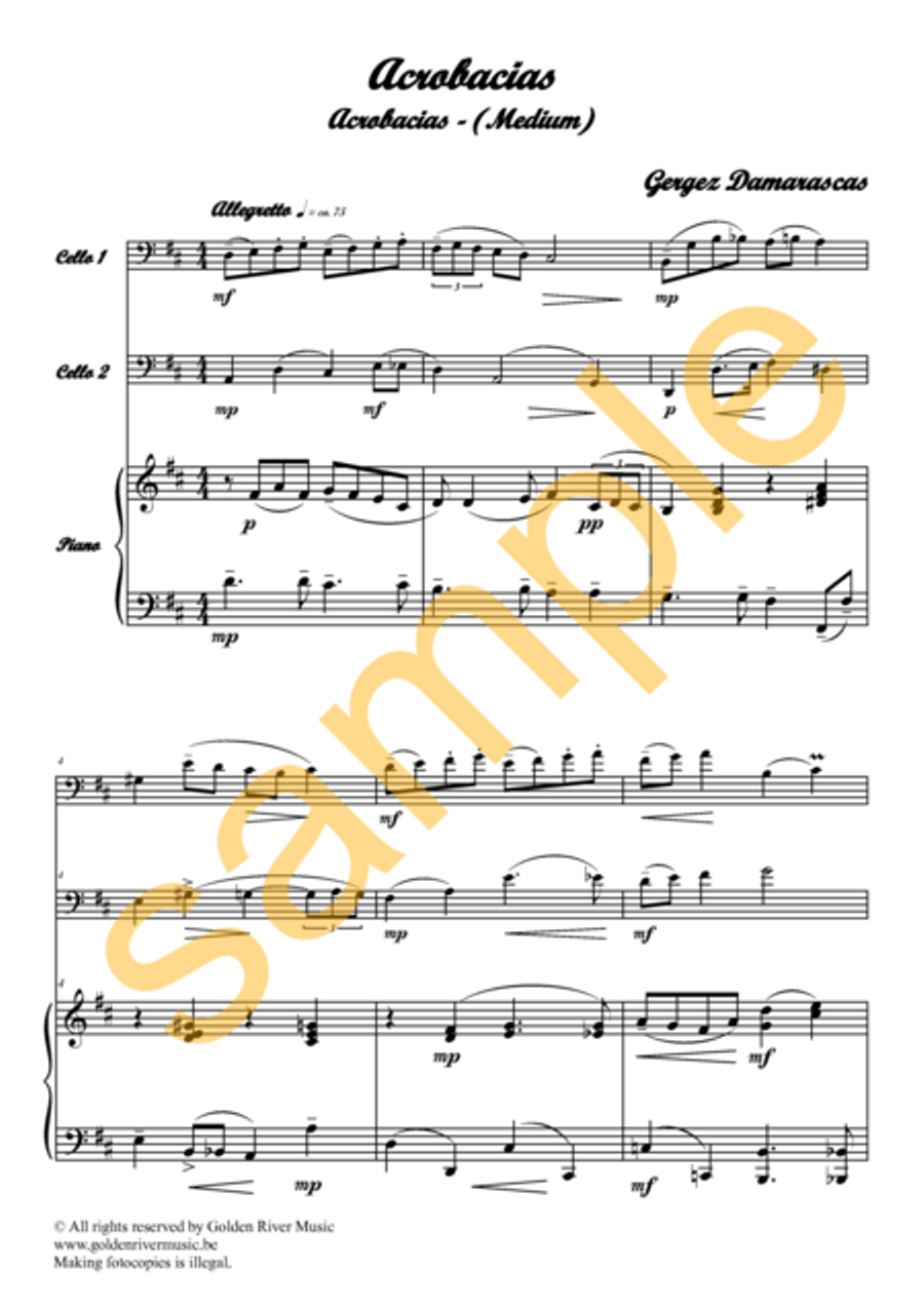 Acrobacias / Acrobatics for 2 celli Clarinet Solo scores gallery preview page 2