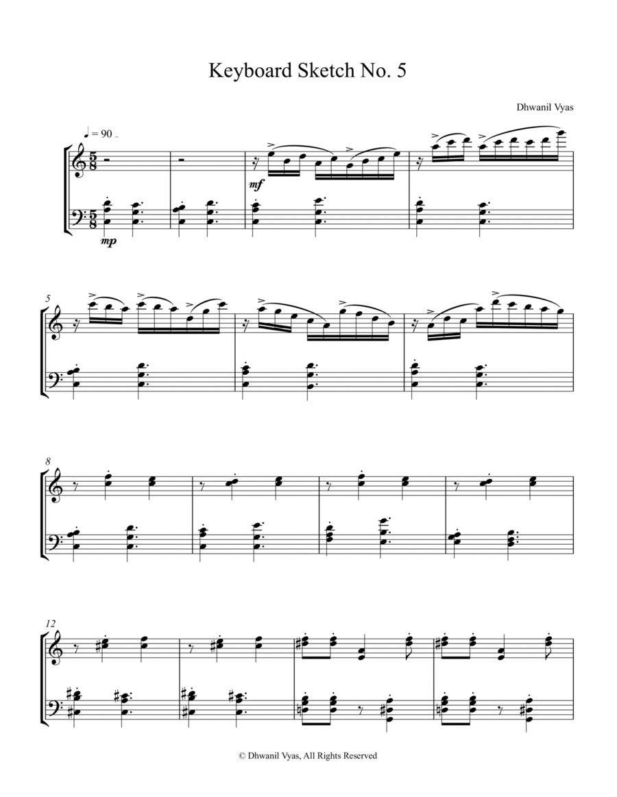 Keyboard Sketch No. 5 Keyboard Sketch No. 5 Piano Solo scores gallery preview page 1
