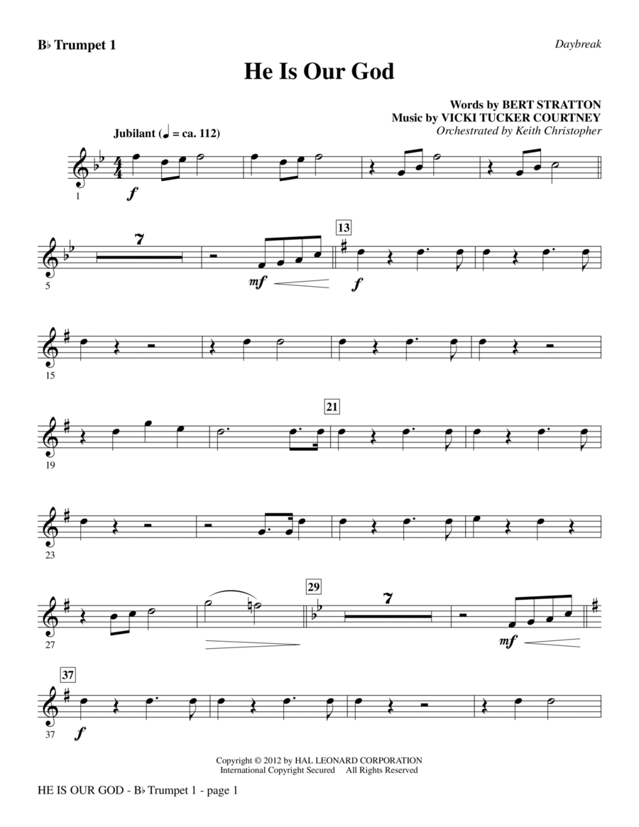 He Is Our God - Bb Trumpet 1 Choir scores gallery preview page 1