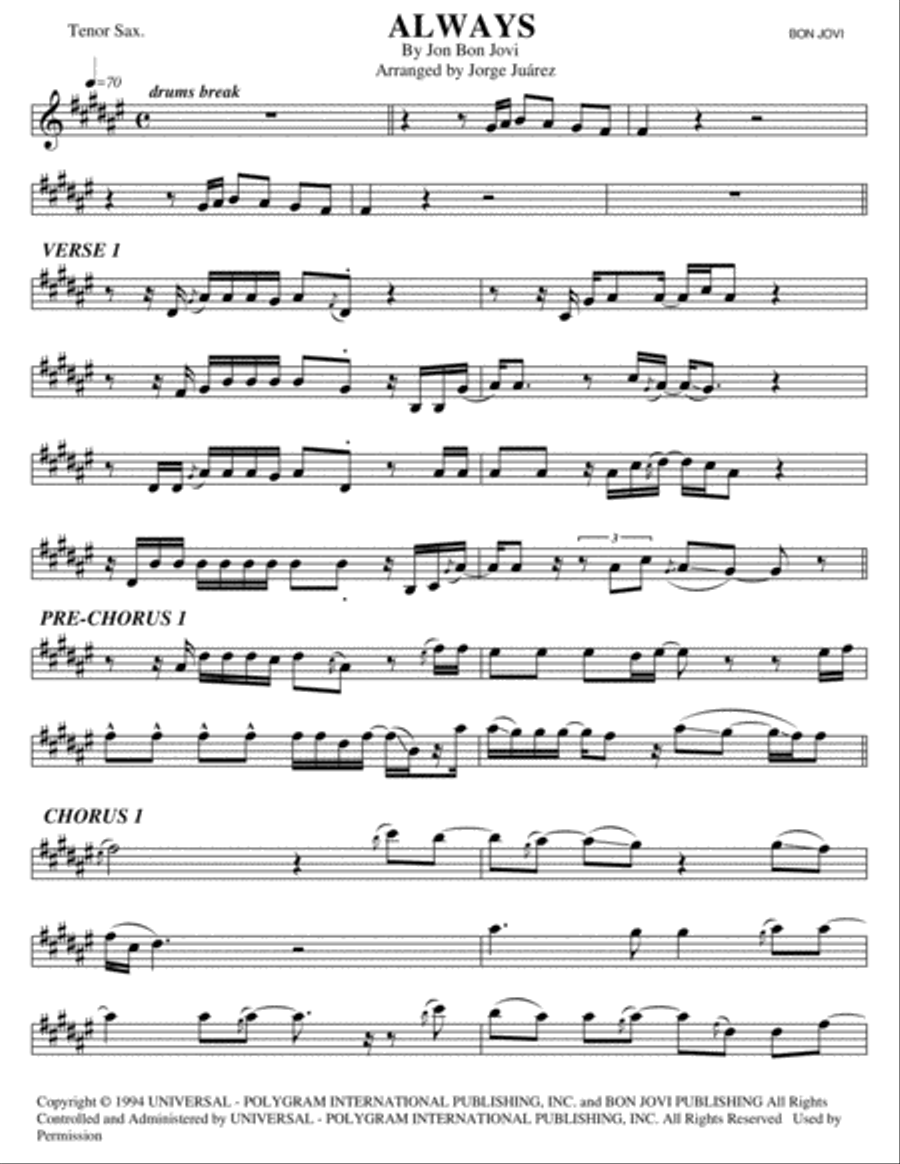 Always Tenor Saxophone scores gallery preview page 1