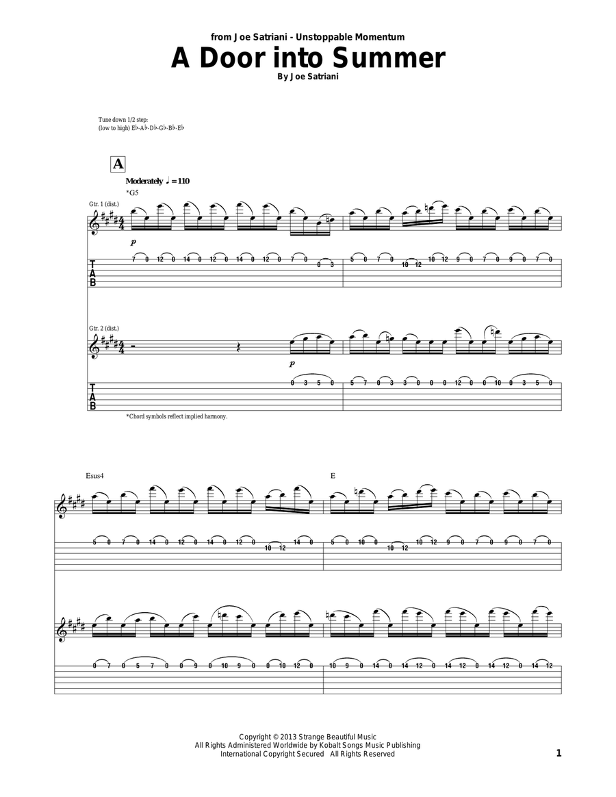 A Door Into Summer Acoustic Guitar scores gallery preview page 1