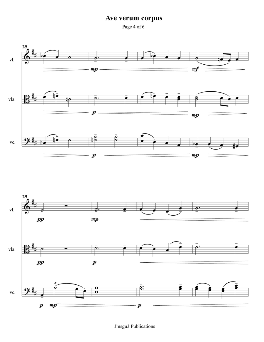 Mozart: Ave Verum Corpus for String Trio String Trio scores gallery preview page 4