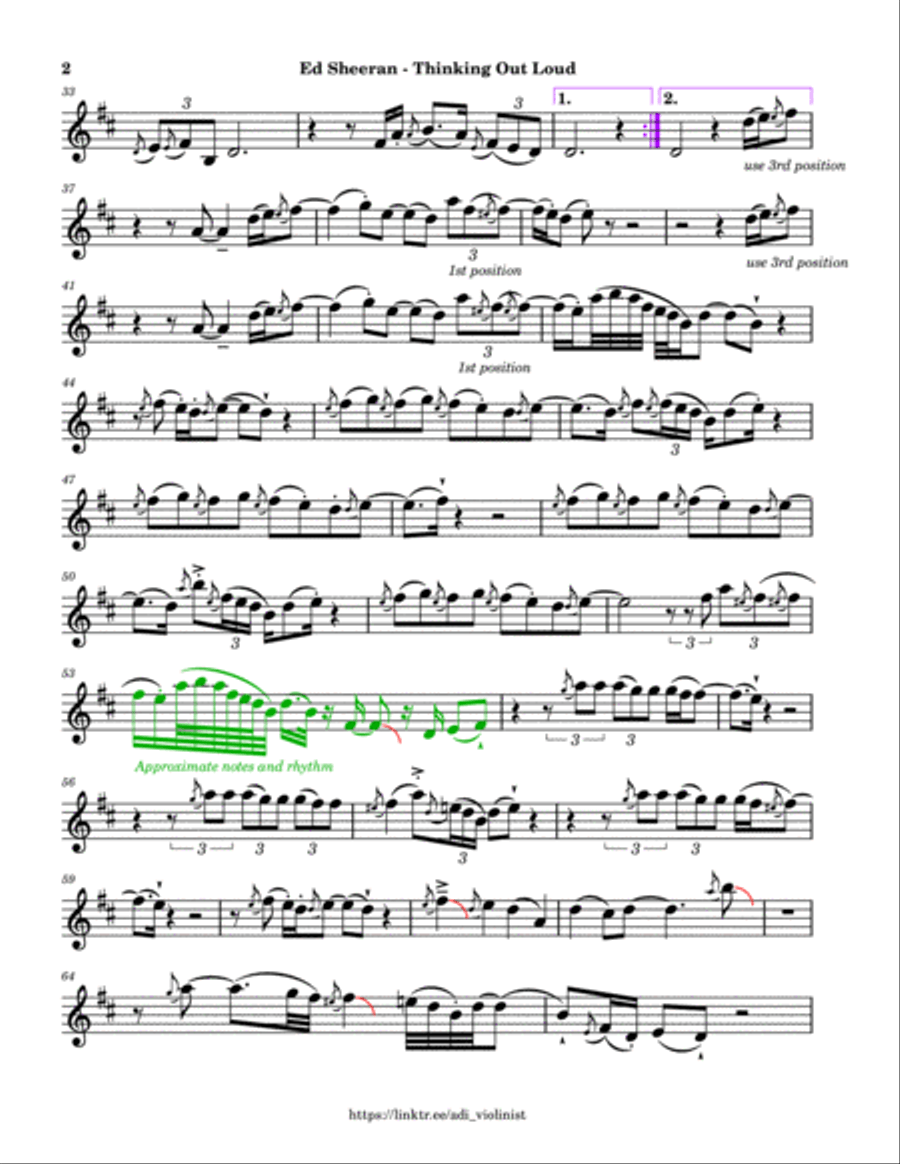 Thinking Out Loud Violin Solo scores gallery preview page 2