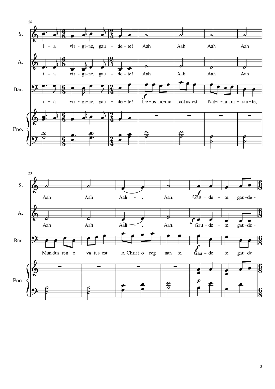 Gaudete Christus Est Natus 3-Part scores gallery preview page 3