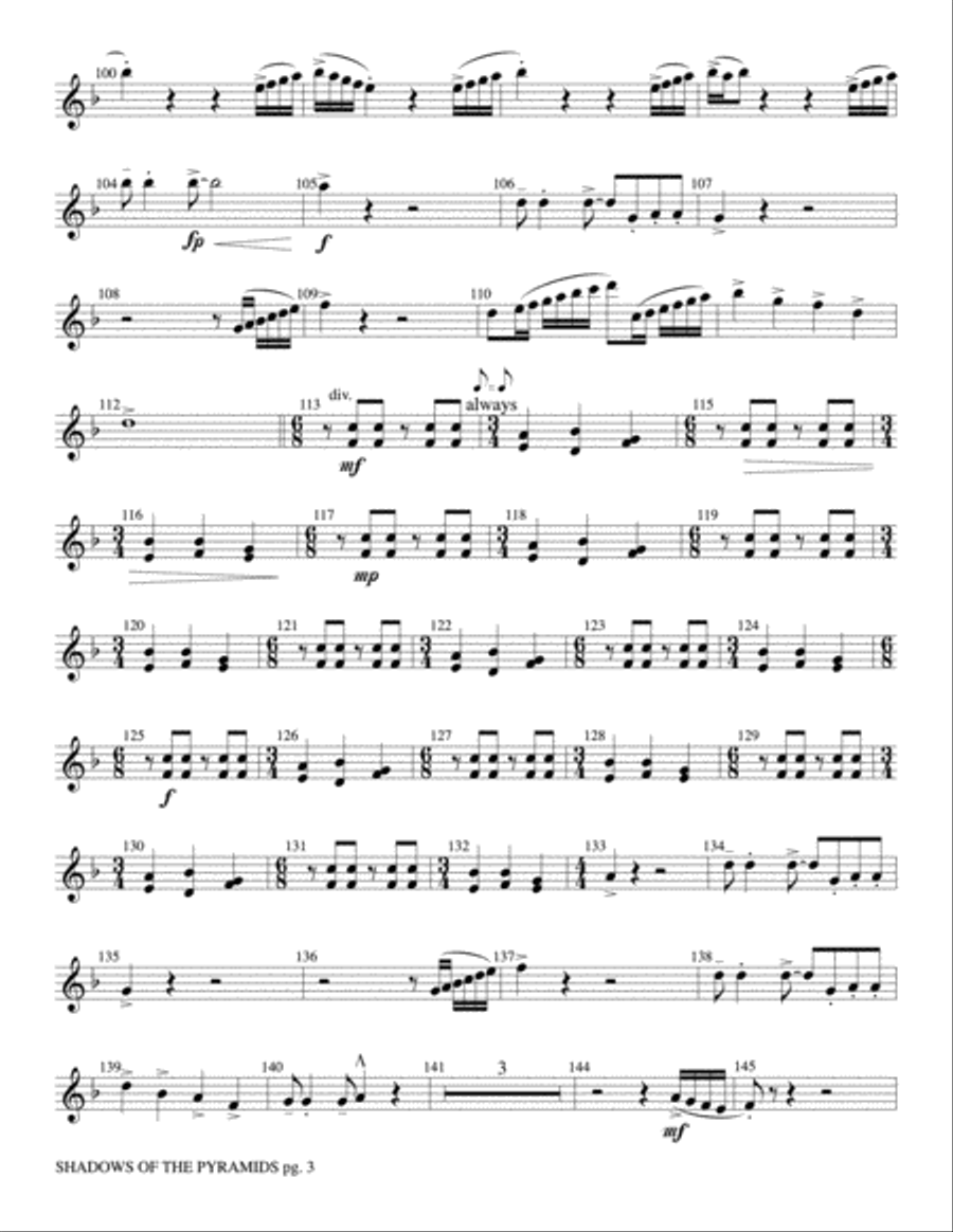 Shadows of the Pyramids: 2nd B-flat Clarinet Concert Band scores gallery preview page 3