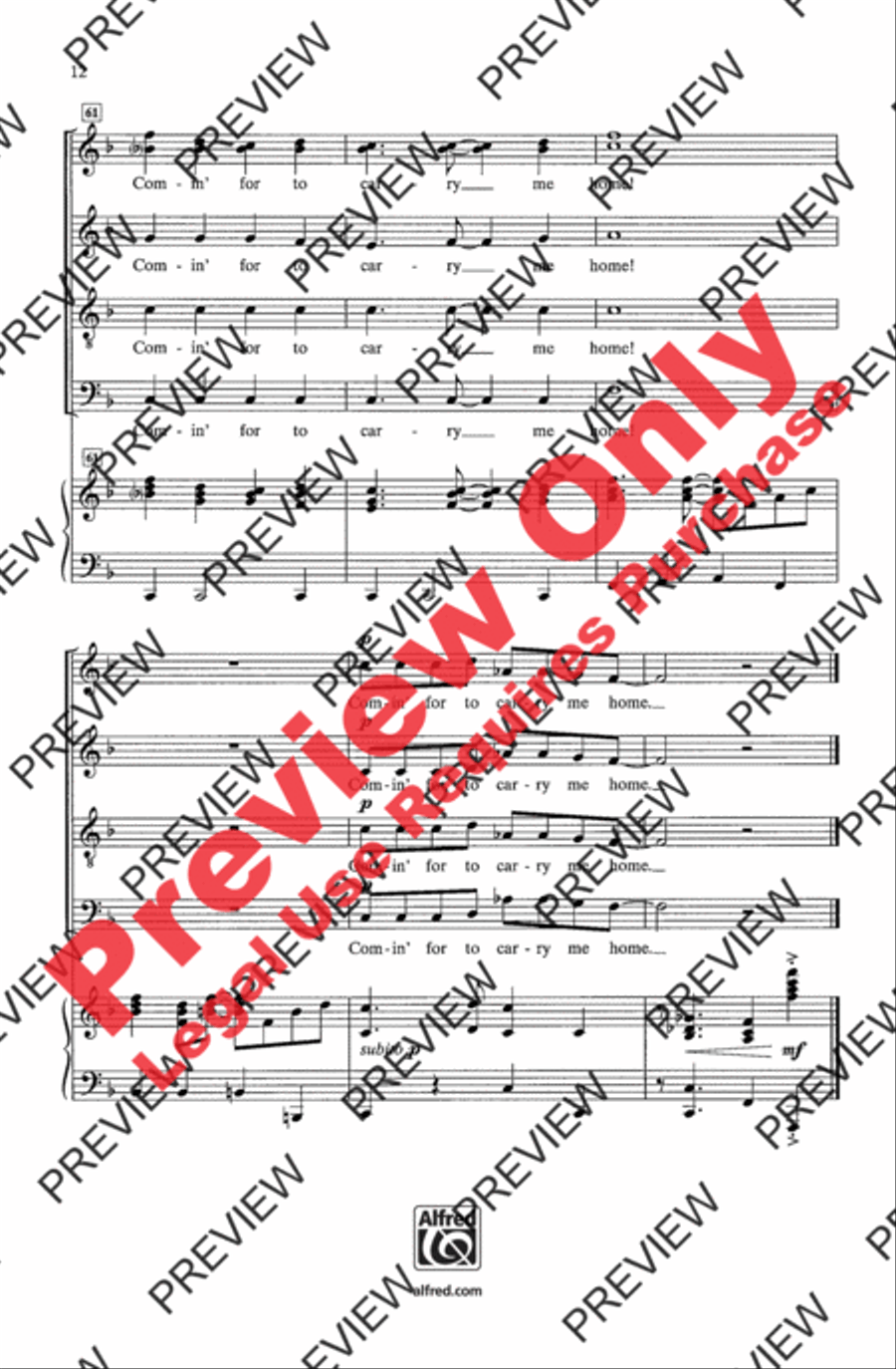 Swing Low, Sweet Chariot 4-Part scores gallery preview page 12