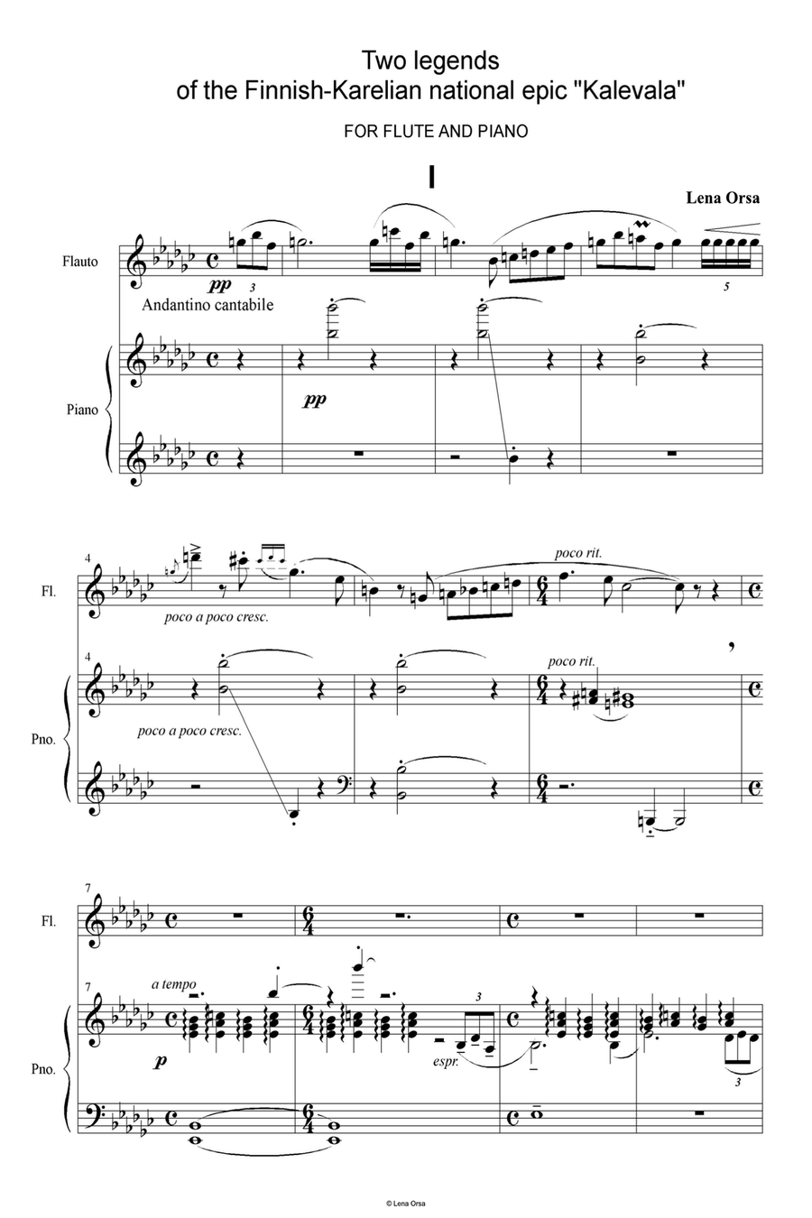 Two Legends of the Finnish-Karelian National Epic KALEVALA Flute Solo scores gallery preview page 2