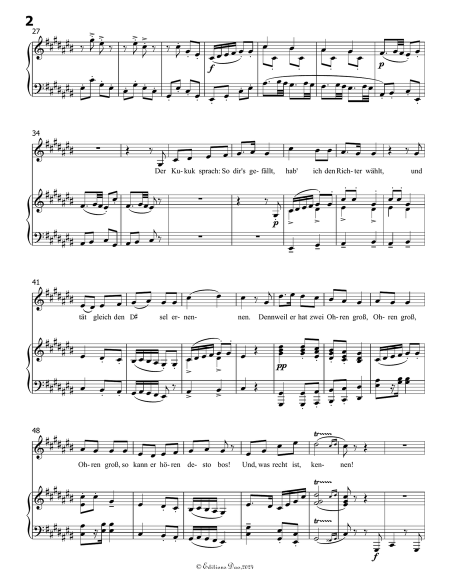 Lob des hohen Verstandes, by Mahler, in C sharp Major Piano, Vocal scores gallery preview page 4